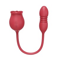 2-in-1 Rose Vibrator mit Verlängerter Zunge und Dildo für Anale Stimulation und G-Punkt-Saugen für Frauen