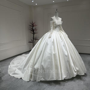 Abito da Sposa Stile Principessa Xx41 Senza Spalline con Schiena Allacciata Ricamo Arricciato in Raso Lungo Jancember - Product Image 5