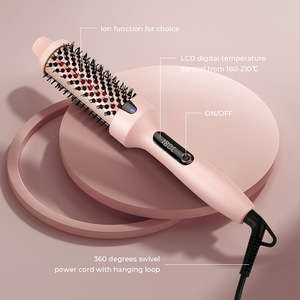 หวีจัดแต่งทรงผมปรับอุณหภูมิได้หลายระดับ พร้อมหน้าจอ LCD ดิจิตอล 180-210 องศาเซลเซียส สำหรับผมแห้ง เพิ่มวอลลุ่ม และยืดผมให้ตรง - Product Image 1