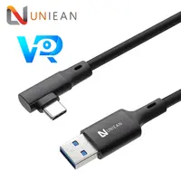 2M 3M 5M USB3.0 AM ถึง USB3.0 Type C สายข้อศอก90องศาสำหรับ Oculus VR Link Cable 3A ชาร์จเร็ว5Gbps การถ่ายโอนข้อมูล