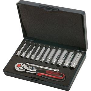 KS <b>TOOLS</b> - 918.0613 1/4'' CHROME plus Socket set (13 pcs) - EAN 4042146093528 <b>RATCHET</b> AND SOCKET SETS 1/4" - Product Image 1