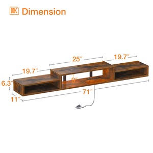 Soporte de TV flotante con toma de corriente, centro de entretenimiento flotante de 71 "con LED, soportes de televisión con luces RGB - Product Image 6