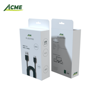 Échantillon gratuit de boîte d'emballage de câble de données électronique personnalisé carton enduit avec estampage de feuille d'or logo personnalisé