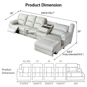 Divano <span class=keywords><strong>Reclinabile</strong></span> Elettrico Moderno a L in Pelle, Set Arredamento Soggiorno, Chaise Longue <span class=keywords><strong>Reclinabile</strong></span> Elettrica Salvaspazio, Produttore - Product Image 6