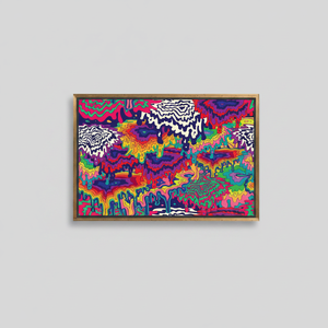 Psychedelic Stain Canvas Art: Modern Colorful Printed Wall Decor,<b>GOLD</b> <b>FRAMED</b> CANVAS - Product Image 2