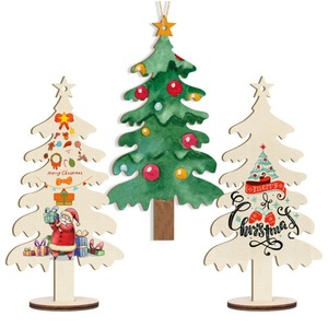 Ornements de Noël en bois vierges à suspendre, décorations DIY avec base en corde, artisanat en bois non fini pleine couleur pour les fêtes - Product Image 1