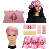 Boîte d'expédition d'emballage de cheveux de perruque tressée à fermeture magnétique en papier dur noir personnalisé avec logo vente en gros