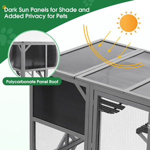 بيت قطط خشبي حديث للاستخدام الخارجي مع نمط حيواني، يحتوي على باب كبير جدًا ومنصات جسر مرنة - Product Image 6