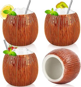 Tasses en forme de noix de coco en céramique Tasses tiki en porcelaine écologiques pour le thé pour les bars et les accessoires mignons de voyage - Product Image 1