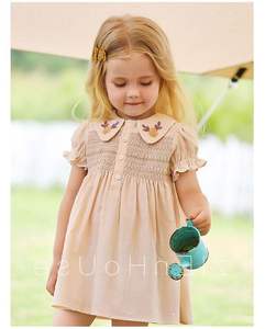Vêtements pour bébés, robes d'été pour enfants, robe à volants florale, col brodé, robes décontractées mignonnes pour filles - Product Image 6