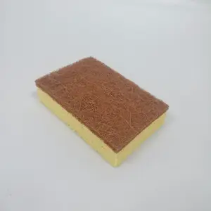 Biodegradable natural kitchen sponge wood pulp cotton composite coconut brown washing environmental protection sponge