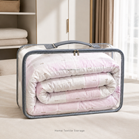 Sac d'emballage pour literie en PVC transparent personnalisé avec poignée en cuir renforcée pour le rangement des édredons