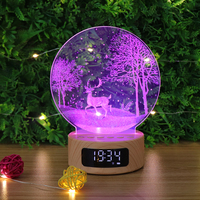 Lampe LED à piles Cadeau Haut-parleur intelligent Lampe de bureau Multicolore Rechargeable Lampe de nuit en acrylique pour la décoration de la maison