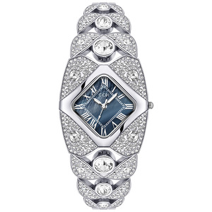 Goldie Montre rétro à quartz pour femme Bracelet léger de luxe en diamant avec bracelet en acier inoxydable Boîtier en alliage Cadran en verre Fenêtre - Product Image 5