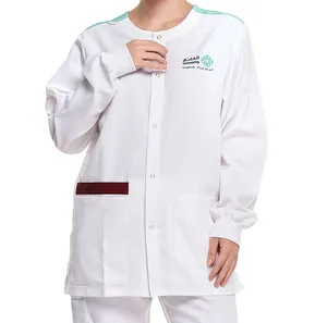 Custom White Hospital Uniform Sets Medical Nursing Scrubs Jacket Pants Suit Clinic Pharmacy Beauty Salon Women Staff Wear