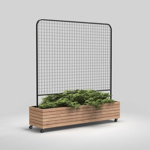 Jardinière d'extérieur personnalisable <span class=keywords><strong>pour</strong></span> la maison Lit de jardin surélevé en <span class=keywords><strong>bois</strong></span> avec treillis en acier et roue <span class=keywords><strong>pour</strong></span> <span class=keywords><strong>plantes</strong></span> <span class=keywords><strong>grimpantes</strong></span> - Product Image 3