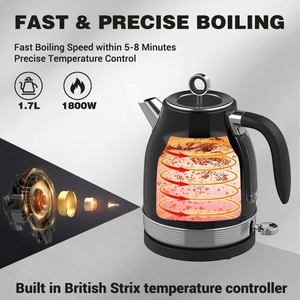 Bouilloire électrique en acier inoxydable 1800W avec arrêt automatique et protection contre l'ébullition à sec, ensemble bouilloire et grille-pain - Product Image 3
