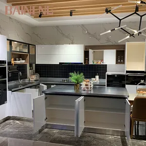 2021 nuova cucina disegni di alta gloss armadi in acciaio mobili da cucina