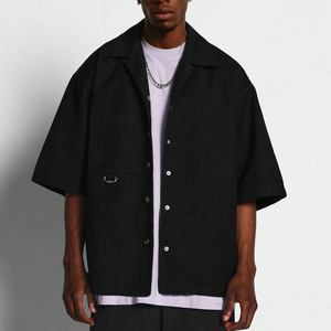 Camicie in Denim a forma squadrata da uomo personalizzate maniche corte antirughe con bottone camicie di <span class=keywords><strong>jeans</strong></span> - Product Image 3