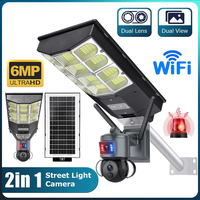 Kamera Solar 6MP dengan Lampu Jalan Tenaga Surya 4G SIM Outdoor 360 °   Kamera Keamanan Tenaga Surya WIFI Monitor PIR CCTV Penglihatan Malam