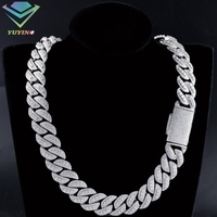 Chaîne cubaine en argent 925 avec diamants en moissanite glacés VVS de 15 mm, 18 mm, 20 mm, prix d'usine, style hip-hop pour hommes