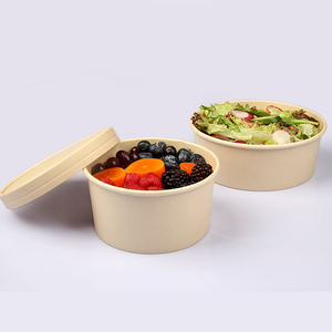 Envase de Alimentos Desechable y Ecológico de Sowingroup con Logotipo Personalizado, Envase Redondo de Papel Kraft para Aperitivos, Sopa, Ensalada con Tapas - Product Image 5