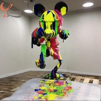 Grandes Statues de Singe sur Mesure pour Pop Art Sculptures d'Animaux 3D Peinture à la Main Décorations en Résine Fée/Personnage Mignon Figurines