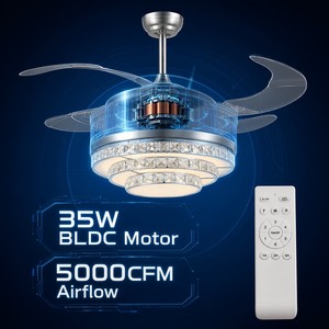 Ventilador de Techo Invisible de 42/48 Pulgadas con Luces y Control Remoto - Motor BLDC de 5000 CFM y 35 W, Silencioso, 6 Velocidades, Reversible, Dorado/Plateado - Product Image 6