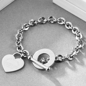 Pulseras de Cadena y Eslabones con Dijes de Corazón, Amor y Biblia, en Oro, Plata y Acero Inoxidable para Mujer - Product Image 5