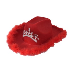 Sombrero de Vaquero de Lujo con Borde Esponjoso y Corona de Cristal Brillante, Novedad 2026, Pieza Impresionante para Uso en Festivales de Negocios - Product Image 5