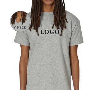 Camisetas personalizadas para hombre, camisetas de algodón adecuadas de ajuste informal, camisetas con cuello de pico en blanco de alta calidad, camisetas con logotipo personalizado de alta calidad - Product Image 1