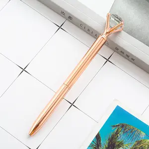 Roségold und weiße Punkte Metall Kugelschreiber Big Crystal Diamond Pen mit 4 Stück