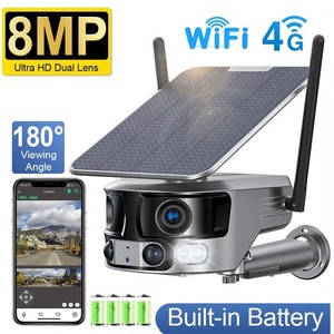 4K 8MP(4MP * 2) Ống kính Kép 180 độ góc rộng năng lượng mặt trời điện <span class=keywords><strong>wifi</strong></span> mạng máy ảnh Wi-Fi H.265 không dây năng lượng mặt trời hệ thống an ninh máy ảnh - Product Image 3