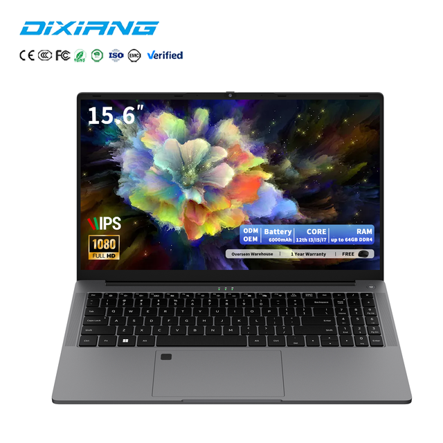 DIXIANG 15.6" Bulk Laptop Intel 12th Gen Core I3/i5/i7 OEM ODM Customization 16GB RAM DDR4 512GB SSD Expandable Business Laptop