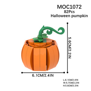 Blocchi da Costruzione a Forma di Zucca di Halloween, Modello di Auto Zucca Fat Tonny, Mattoncini a Forma di Frutta per Festività, Giocattoli in Plastica MOC Assemblabili - Product Image 2
