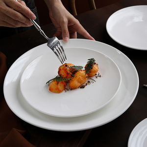 Grosir harga murah piring Plat datar 10.5 inci besar putih murni Hotel bulat keramik porselen piring makan Set UNTUK RESTORAN - Product Image 2