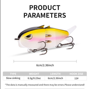 Novo Modelo <span class=keywords><strong>Lure</strong></span> Insect Bait 6cm Lento Afundando Multisection Articulado Água Doce Artificial Iscas De Pesca para Baixo - Product Image 6