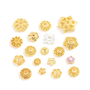 ฝาครอบลูกปัดดอกไม้หนานทง ชุบทอง 18K ทำจากทองแดง สำหรับทำสร้อยข้อมือ อุปกรณ์ทำเครื่องประดับ - Product Image 5