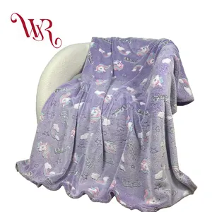 100% Polyester Fleece Throws Glow In The Dark Flannel Blanket Manufacturers