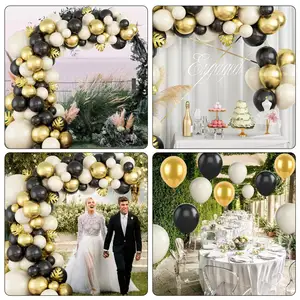 Heißer DIY schwarz und gold Ballongirlande-Kit für Zeremonie Babyparty Verlobung Jubiläum Geburtstag Dekoration Ballons