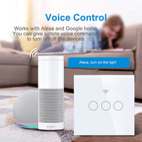 Interrupteur intelligent Tuya de type 86, norme britannique/européenne, avec contrôle par application WiFi, verre trempé, matériau ignifuge en PC, utilisation en intérieur, AC 100-240V