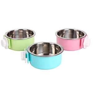 Pet Hang stazionario gabbia per cani ciotole in acciaio inox cane gatto appendere ciotole durevole cucciolo mangiatoia acqua ciotola cibo - Product Image 1
