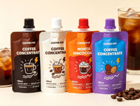 Sachets Doypack personnalisés avec bec verseur pour café, 100 ml, emballage de concentré de café, sachet liquide refermable, vente en gros de sachets de café