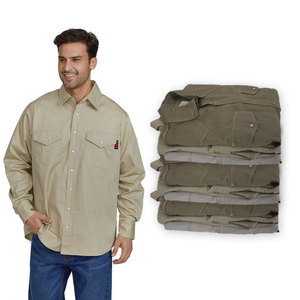 Chemise de travail ignifuge en nylon et coton gris kaki foncé M L XL XXL Vêtements de sécurité résistants aux arcs électriques - Product Image 1