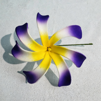 Pique à cheveux en mousse EVA artificielle Plumeria à 7 pétales en spirale dégradée, bâtonnet à cheveux Frangipani hawaïen, accessoire capillaire floral tropical