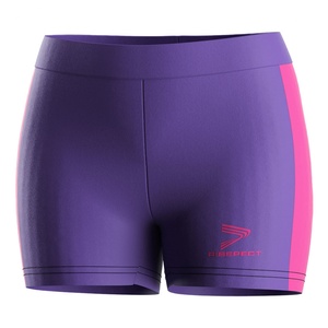 Shorts Deportivos Morados Sublimados para Gimnasio, Shorts de Voleibol para Mujer con Corte Ajustado y Entrepierna de 3.5' - Product Image 1