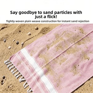 Serviette de plage turque 100% coton, légère, sans sable, avec pompons, type Fouta, Pestemal, <span class=keywords><strong>Hammam</strong></span> - Product Image 6