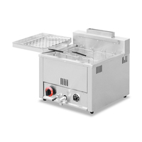 Freidora de Gas LPG de Acero Inoxidable de Grado Comercial, de 1 Tanque, para Mostrador, Freidora de Alta Temperatura, Ahorro de Energía, 2 Canastas, para Pollo Frito