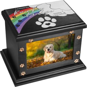 Urne commémorative personnalisée en bois pour animaux de compagnie avec boîte à photos, urne de crémation pour les cendres <span class=keywords><strong>des</strong></span> <span class=keywords><strong>chiens</strong></span> - Product Image 1
