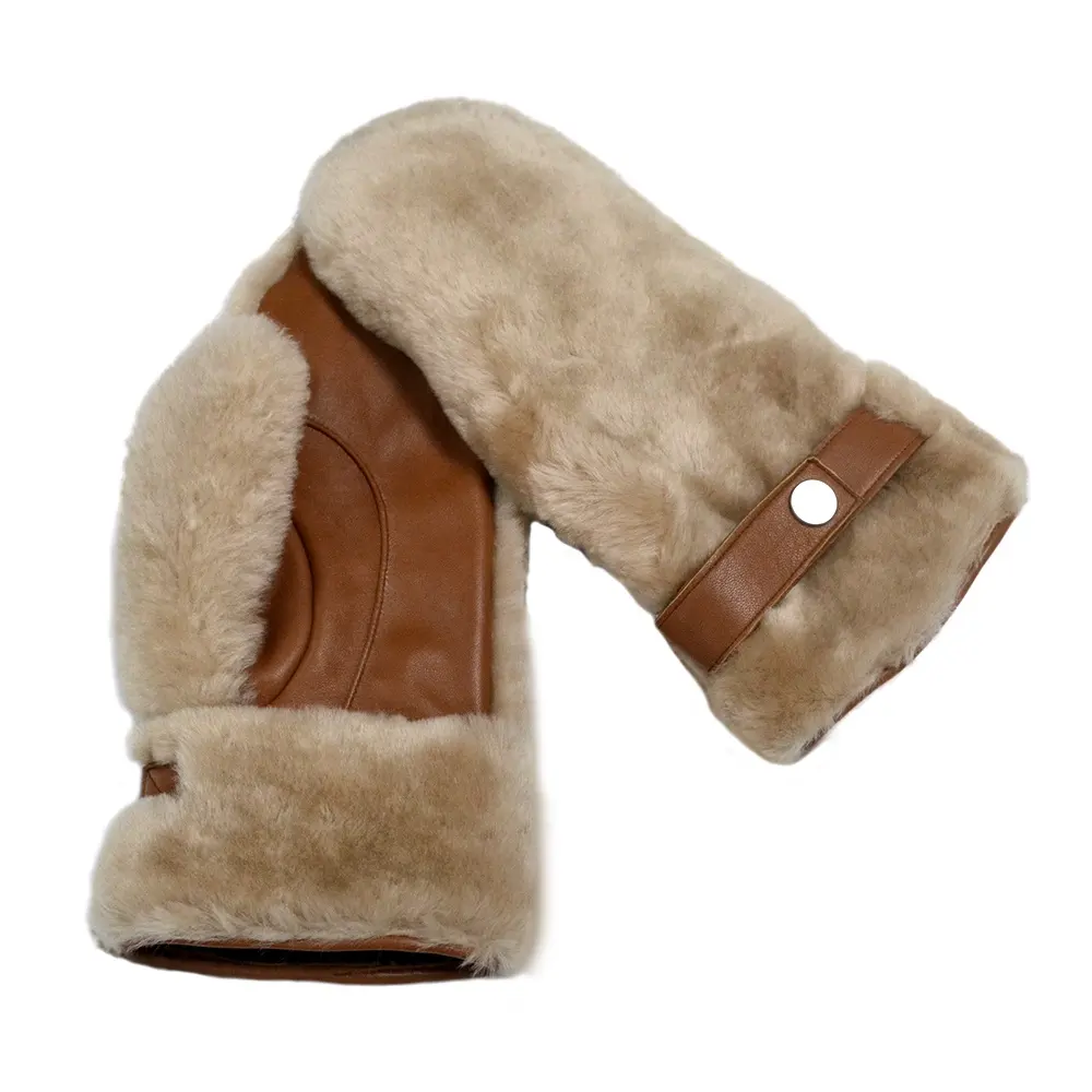 2022 Winter Fur Mittens Leather Gloves High Quality Genuine Sheepskin Leather Gloves Wholesale Unisex Fur Mittens Fluffy Gloves